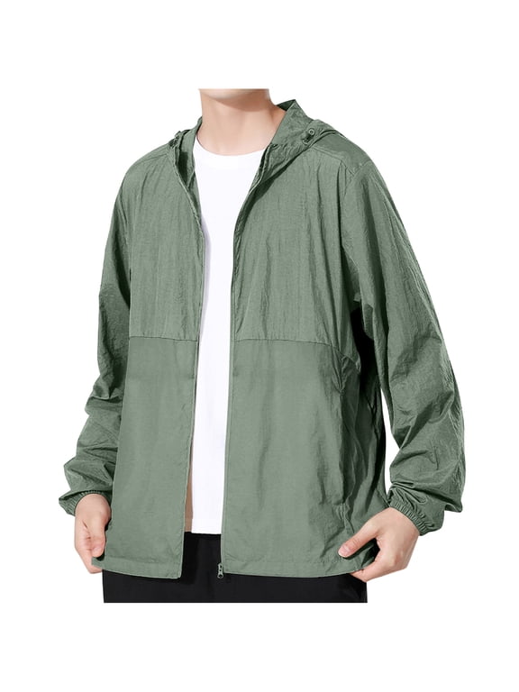 Sun Protection Clothing UV Protection Unisex Zip Up Hooded Long Sleeve Solid Jacket for Outdoor Driving Traveling Hiking Fishing Green 3XL