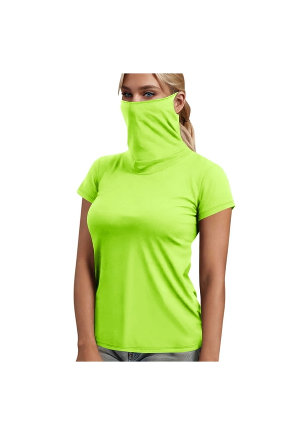 Sun Protection Clothing Women with Face Cover Short Sleeve Solid Jacket for Outdoor Driving Traveling Hiking Fishing Green 2XL