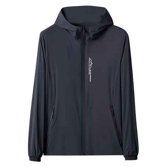 successthop Sun Protection Clothing for Adults Men Hooded Long Sleeve Solid Jacket for Outdoor Driving Traveling Hiking Fishing Gray 4XL