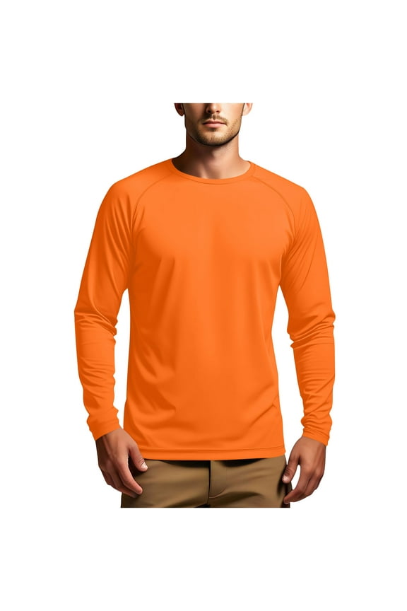 Sun Protection Clothing for Adults Men Long Sleeve Solid Jacket for Outdoor Driving Traveling Hiking Fishing Orange XL