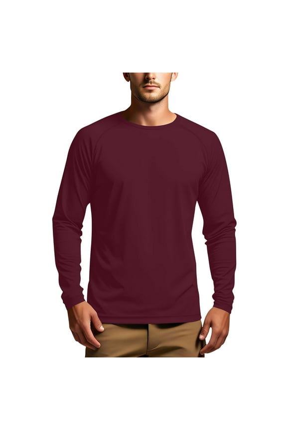 Sun Protection Clothing for Adults Men Long Sleeve Solid Jacket for Outdoor Driving Traveling Hiking Fishing Red L