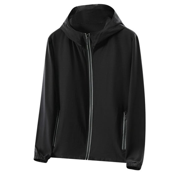 successthop Sun Protection Clothing for Adults Men UV Protection Hooded Long Sleeve Solid Jacket for Outdoor Driving Traveling Hiking Fishing Black L