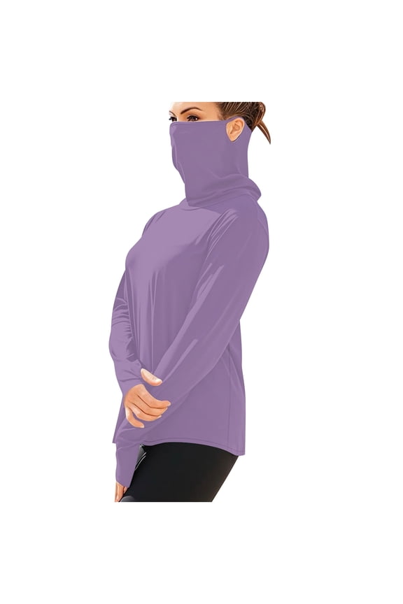 Sun Protection Clothing for Adults Unisex with Face Cover Long Sleeve Solid Jacket for Outdoor Driving Traveling Hiking Fishing Purple XL