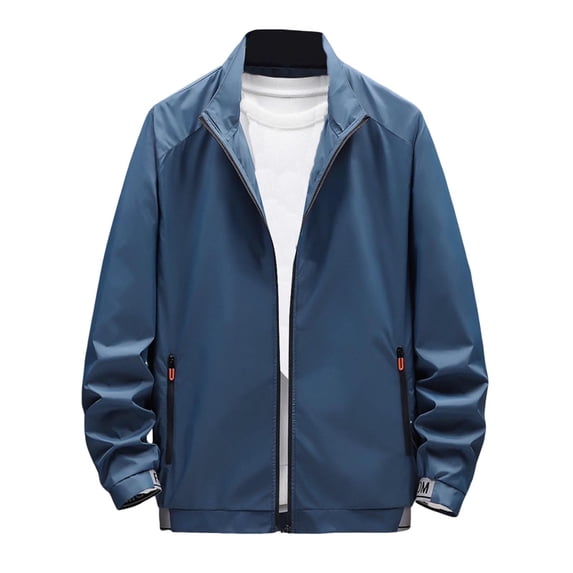 successthop Sun Protection Shirts for Men Long Sleeve Zip Up with Pockets Solid Jacket for Outdoor Driving Traveling Hiking Fishing Blue 2XL