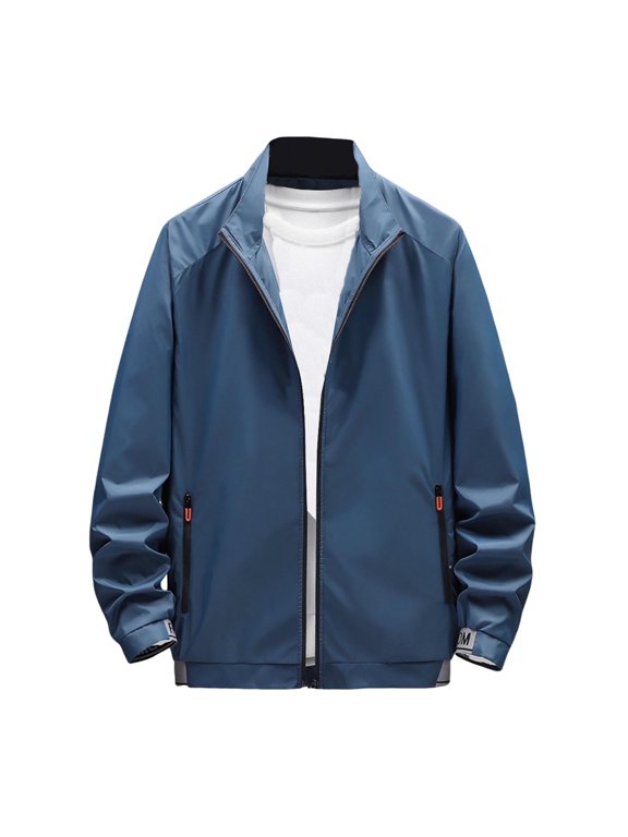 Sun Protection Shirts for Men Zip Up with Pockets Long Sleeve Solid Jacket for Outdoor Driving Traveling Hiking Fishing Blue 3XL