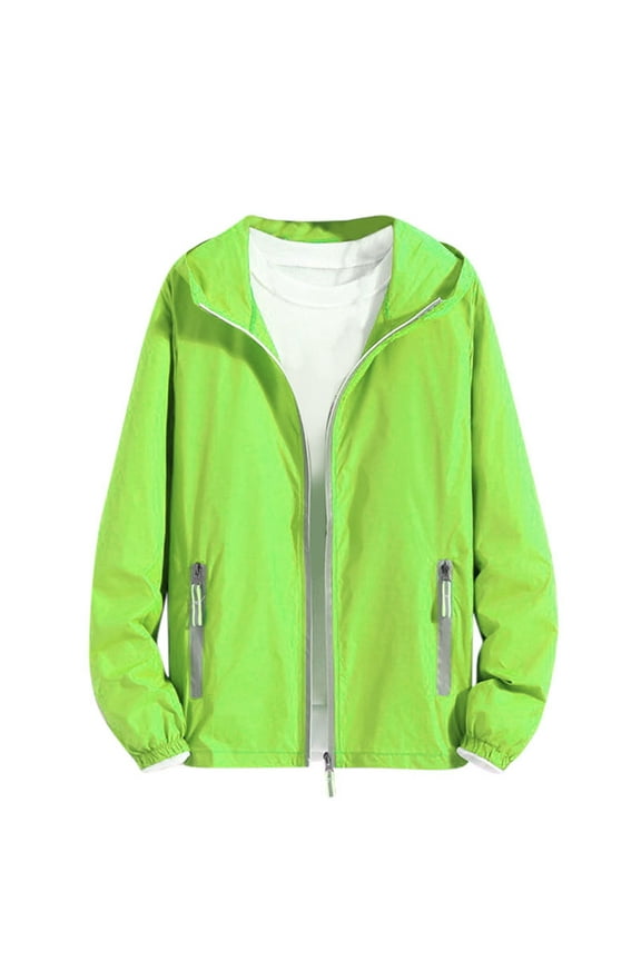 Sun Shirts for Men Long Sleeve UV Protection Zip Up Hooded with Pockets Long Sleeve Solid Jacket for Outdoor Driving Traveling Hiking Fishing Green 3XL