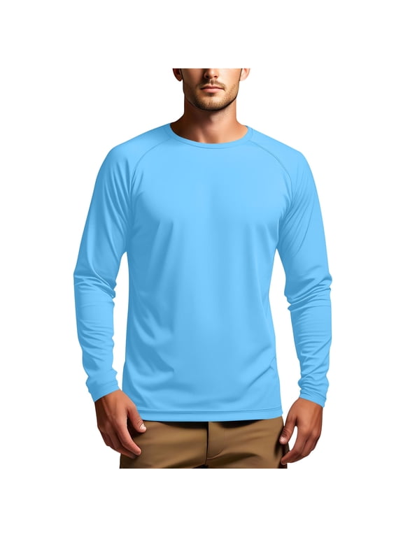 Sun Shirts for Men Long Sleeve UV Protection Long Sleeve Solid Jacket for Outdoor Driving Traveling Hiking Fishing Blue S