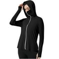thumbnail image 1 of successthop Sun Sleeves for Women UV Protection UPF 50+ Hooded Long Sleeve with Thumb Holes Solid Jacket for Outdoor Driving Traveling Hiking Fishing Black XL, 1 of 8