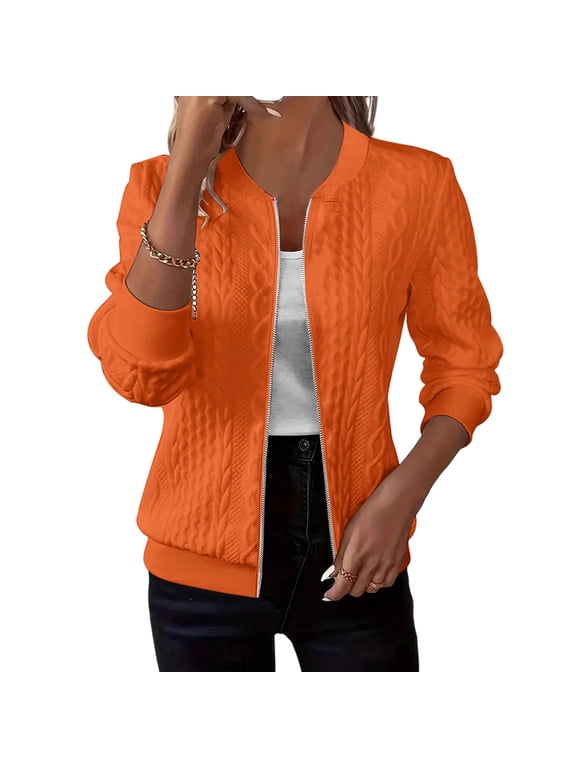 Sweater Jacket for Women with Zipper Long Sleeve Jacket Zip Up Coat Cable Knit Ribbed Cuff Winter Outwear XL