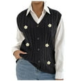 thumbnail image 1 of successthop Sweater Vest Women Button Up Floral Ribbed Sleeveless Tops Oversized V Neck Trendy Sweaters Solid Clothes, 1 of 7