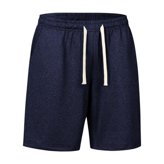 successthop Sweatpant Shorts for Men Knee Length Sweatpant Shorts Drawstring Bottoms Oversized Breathable Clothes Navy S