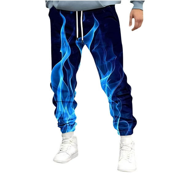 successthop Sweatpants Men Strecth Drawstring Joggers Elastic Waist Solid Slim Zipper Trousers with Pockets Sportpant