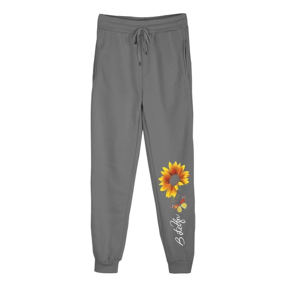 successthop Sweatpants for Women Pants with Pockets Printed ELastic Waist Sportpants Drawstring Lightweight Trousers Gray