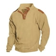 thumbnail image 1 of successthop Sweatshirts for Men Active Embroidery Button Long Sleeve Tops Pullover Sweater Solid Sportwear Brown 2XL, 1 of 6