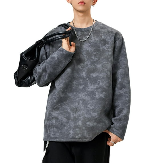 successthop Sweatshirts for Men Active Fleece Loose Crewneck Long Sleeve Sweater Pullover Clothes Solid Tops 2XL