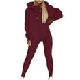 thumbnail image 1 of successthop Sweatsuits 2 Piece Sets Womens Plus Size Fleece Long Sleeve Button Hoodie and Slim Sweatpant Solid Outfits, 1 of 6