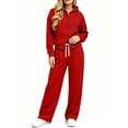 thumbnail image 1 of successthop Sweatsuits Women 2 Piece Outfit Matching Workout Lounge Sets Long Sleeve Hoodie Pocketed Sweatpant, 1 of 6