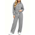 thumbnail image 1 of successthop Sweatsuits Women 2 Piece Outfit Matching Workout Lounge Sets Long Sleeve Hoodie Pocketed Sweatpant, 1 of 6