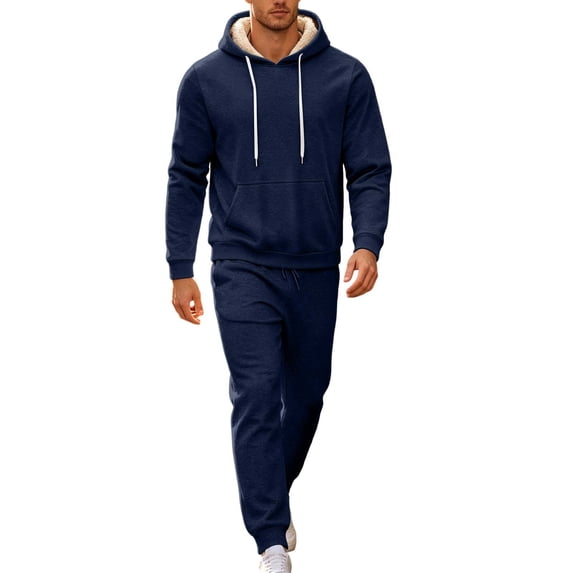 successthop Sweatsuits for Men 2 Piece Hoodies and Joggers Set Fleece Line Long Sleeve Tops Fall Tracksuit with Pockets