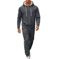 thumbnail image 1 of successthop Sweatsuits for Men 2 Piece Hoodies and Joggers Set Fleece Line Long Sleeve Tops Fall Tracksuit with Pockets, 1 of 9