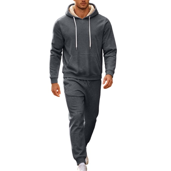 successthop Sweatsuits for Men 2 Piece Hoodies and Joggers Set Fleece Line Long Sleeve Tops Fall Tracksuit with Pockets