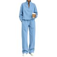 thumbnail image 1 of successthop Sweatsuits for Women with Zipper 2 Piece Long Sleeve Sweatshirt Fleece Sweatpant Solid Tracksuit with Pocket, 1 of 6