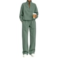thumbnail image 1 of successthop Sweatsuits for Women with Zipper 2 Piece Long Sleeve Sweatshirt Fleece Sweatpant Solid Tracksuit with Pocket, 1 of 6