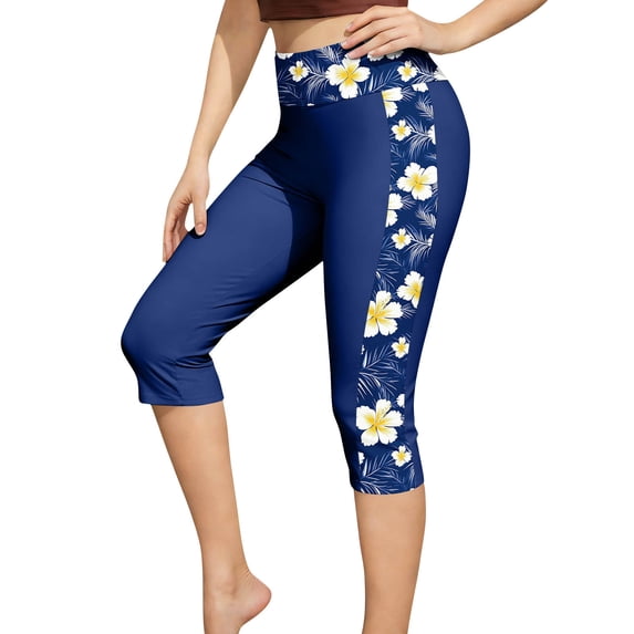 successthop Swim Bottoms Women High Waist Capri Leggings Slim Swimsuit Print Lightweight Summer Beach Bathing Suit XL