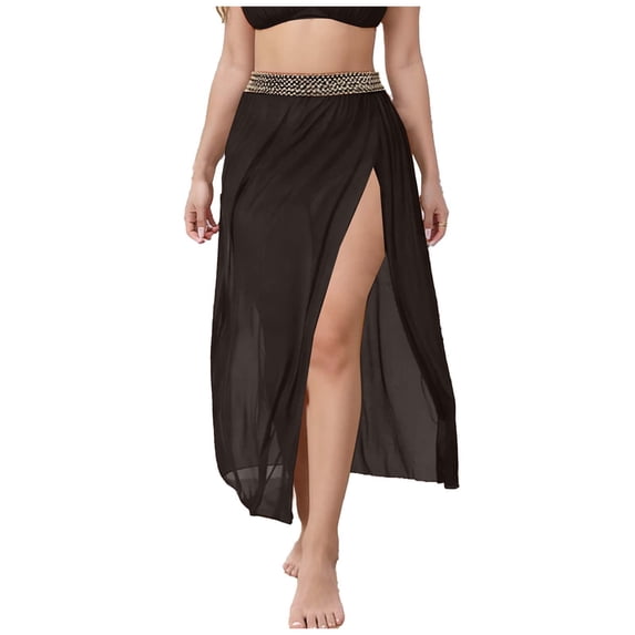 successthop Swim Cover Up Skirt Women Casual Crochet Sun Protect Swimwear Split Side Swimsuit Summer Holiday Beachwear S