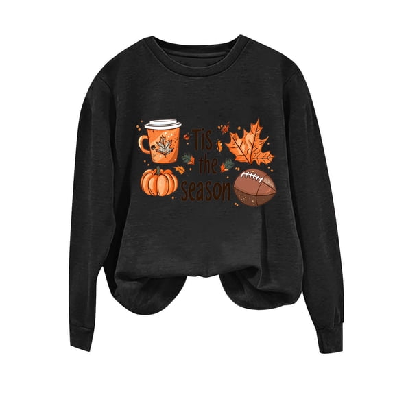 successthop Thanksgiving Sweatshirt for Women Pumpkin FLeece Oversized Crewneck Long Sleeve Sweater Pullover Clothes 2XL