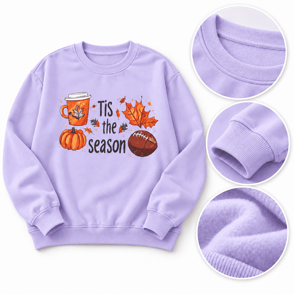 successthop Thanksgiving Sweatshirt for Women Pumpkin FLeece Oversized Crewneck Long Sleeve Sweater Pullover Clothes M