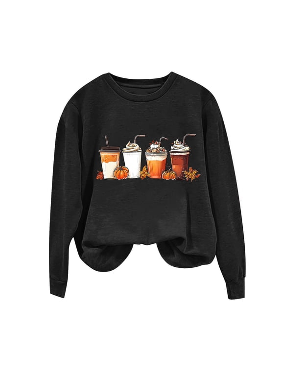 Thanksgiving Sweatshirt for Women Pumpkin FLeece Oversized Crewneck Long Sleeve Sweaters Pullover Print Top