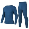 thumbnail image 1 of successthop Thermal Base Layer Men Loose Soft Long Sleeve Crewneck Tops and Comfortable Leggings Solid Breathable Blue, 1 of 8