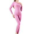thumbnail image 1 of successthop Thermal Underwear for Women Plus Size Long Sleeve Crewneck Pullover Undershirt and Leggings Solid Set Purple, 1 of 6