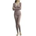 thumbnail image 1 of successthop Thermal Underwear for Women Set Soft Long Sleeve Crewneck Heated Tops and Comfortable Leggings Solid Brown, 1 of 9