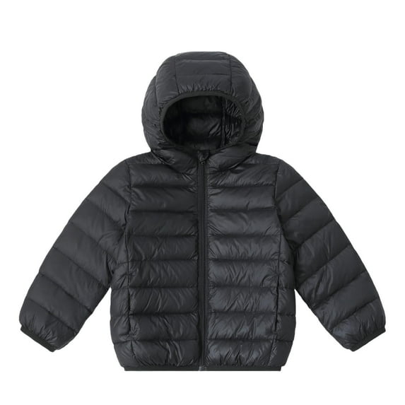 successthop Toddler Winter Coat Boys Lightwear Puffer Top Hooded Zipper Solid with Pockets Warm Clothes Sizes 2-14
