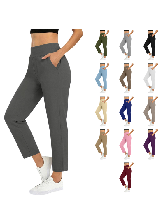 Travel Pants for Women on Plane Plus Size Strecth Slacks Straight Trousers Golf Pants with Pockets Dark Gray 2XL