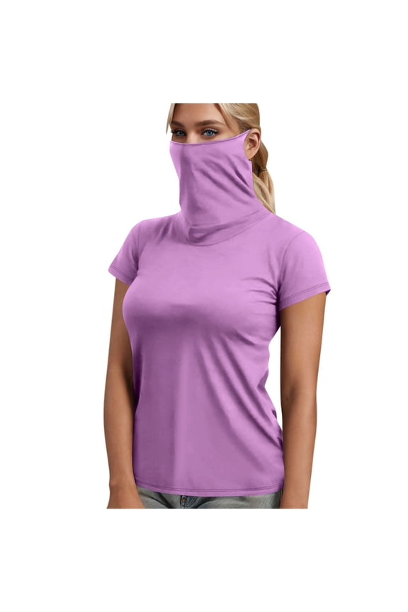 UV Protection Shirts for Women with Face Cover Short Sleeve Solid Jacket for Outdoor Driving Traveling Hiking Fishing Pink XL