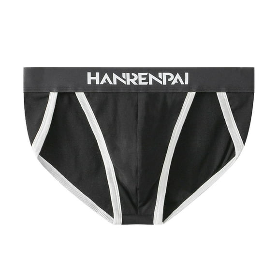 successthop Underwear Briefs Men Plus Size Comfortable Lightweight Soft Breathable Solid Everyday Wear Underpant Black M