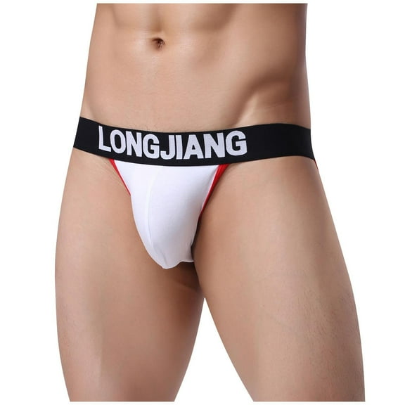 successthop Underwear Briefs Men Plus Size Trendy Sport Soft Breathable Stretch Solid Underpant White XL