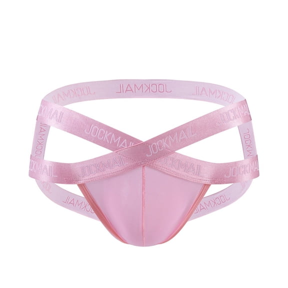 successthop Underwear Thongs for Men Cool Low Rise Strap Mesh Lightweight Silk Breathable Solid Bikini Brief Pink M