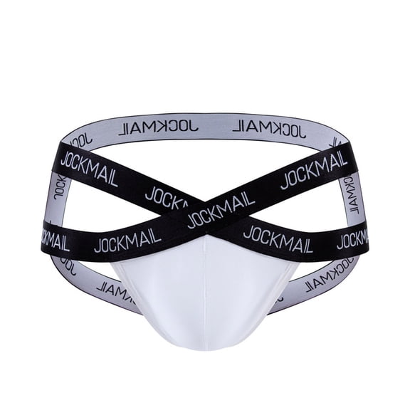 successthop Underwear Thongs for Men Cool Low Rise Strap Mesh Lightweight Silk Breathable Solid Bikini Brief White M