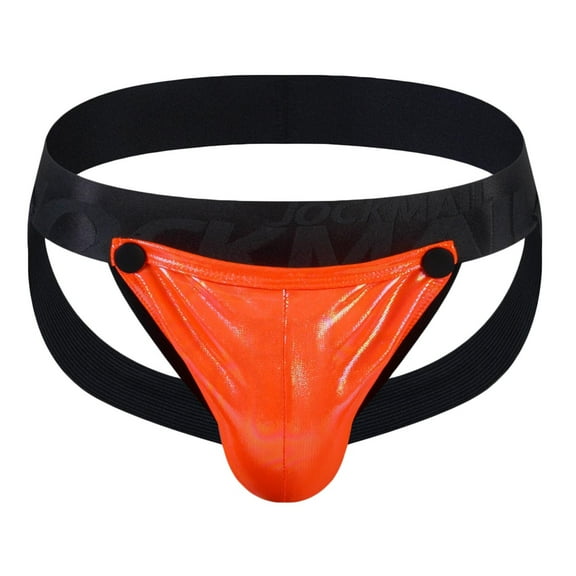 successthop Underwear Thongs for Men Support Pouch Strap Trendy Underpant Soft Solid Brief Orange M