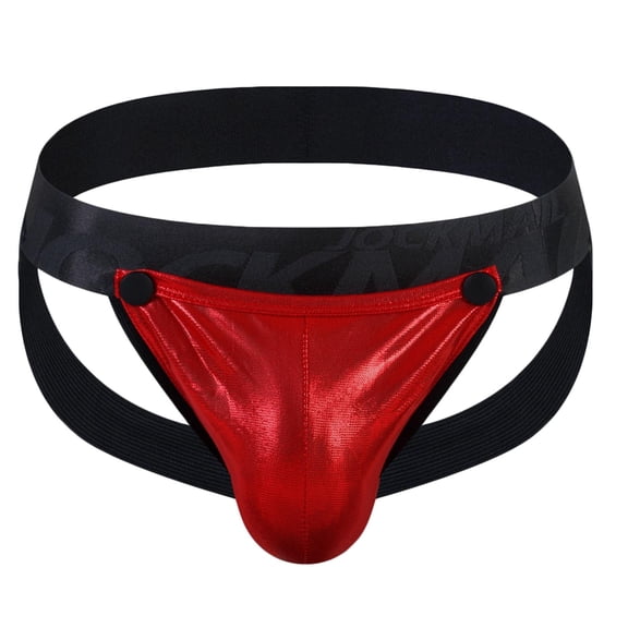 successthop Underwear Thongs for Men Support Pouch Strap Trendy Underpant Soft Solid Brief Red M