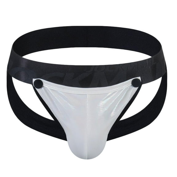 successthop Underwear Thongs for Men Support Pouch Strap Trendy Underpant Soft Solid Brief White L
