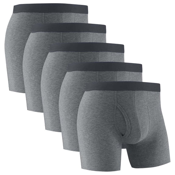 successthop Underwear for Men Open Front 5 Pack Plus Size Lightweight Breathable Solid Boxer Brief Multiple Pack Beige