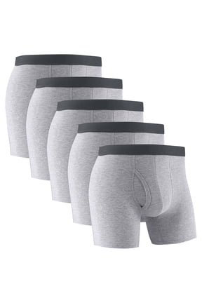 Underwear for Men Open Front 5 Pack Plus Size Lightweight Breathable Solid Boxer Brief Multiple Pack Gray S