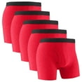 thumbnail image 1 of successthop Underwear for Men Open Front 5 Pack Plus Size Lightweight Breathable Solid Boxer Brief Multiple Pack Red 2XL, 1 of 6
