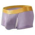 thumbnail image 1 of successthop Underwear for Men Open Front Plus Size Support Pouch Low Rise Sport Breathable Solid Boxer Brief Purple M, 1 of 3