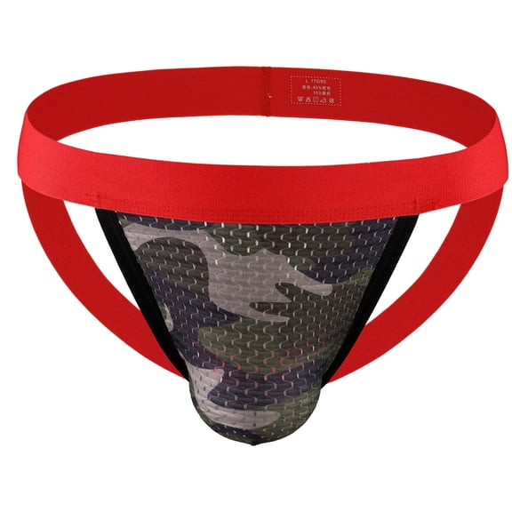 successthop Underwear for Men for Valentine Plus Size Open Knit Support Pouch Low Rise Lightweight Stretch Solid Red L